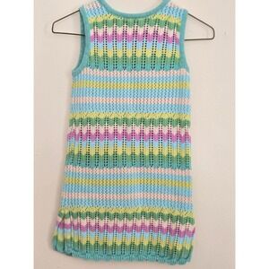 Matalan I Love Girlswear Kids Chevron Stripe Knit Crochet Dress Cotton Size 6y